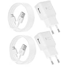 (2-Pack) USB Laddare Med Laddkabel USB Type-C För Samsung Galaxy A15 A14 A13 A04s A05s A55 A54 A53 A52s A40 A35 A34 A33 A25 A23 M51 M34 M14 S8 S9 S10 S20, Snabbladdare Adapter Mobiltelefonkabel