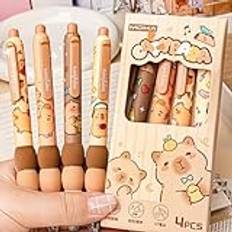 4 st tecknade söta raderbara gelpennor från capybara Kawaii snabbtorkande skrivande släta eleganta neutrala pennor estetiska brevpapper