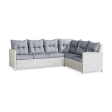 Comfort Garden James Hörnsoffa utomhus Höger – Loungesoffa för Utemöbler i Konstrotting - Vit / Ljusgrå dynor Grå Tyg