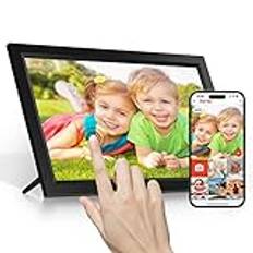 Digital bildram WLAN 15,6 tum pekskärm elektronisk bildram med 32 GB minne, bilrotation, väggmonterbar, foton och videor via APP Uhale för föräldrar/mapar/vänner/familj