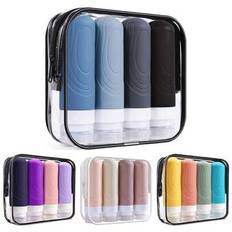 4-Piece Silicone Travel Bottles Set - Leak Proof TSA Approved Toiletries Containers For Shampoo, Conditioner, Lotion & Shower Gel | Holiday & Travel E - Multicolor - 4pcs-a,4pcs-b,4pcs-c,4pcs-d