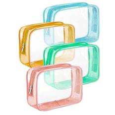 4/1 st minimalistisk mode unisex necessär, transparent vattentät sminkväska i literstorlek, lämplig för resor, unisex, godkänd för handbagage, viktig - Multifärgad (grön,svart,rosa,blå,gul,4 st (blått gult pulver))