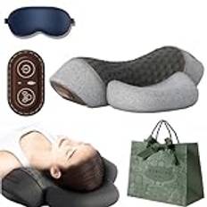Callixe Thera Kudde Massage, Nackkudde Cervical Memory Foam Kuddar, Nackmassage Kudde för Nacksmärtlindring, Ergonomisk ortopedisk sängkudde (grå, massage + uppvärmning + lyft)