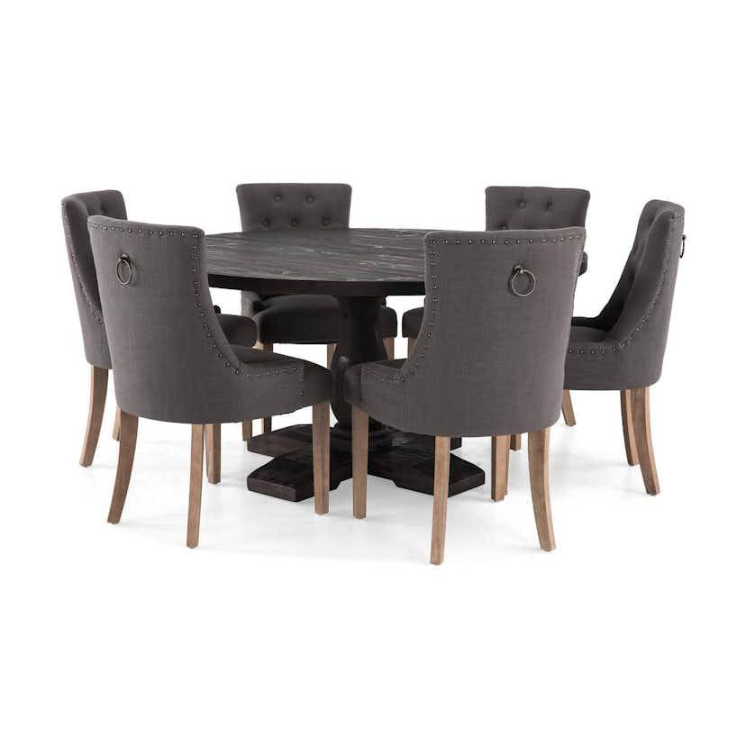 Matgrupp Bloomington Dijon Runt Matbord 150 cm med 6 Viktoria Matstol