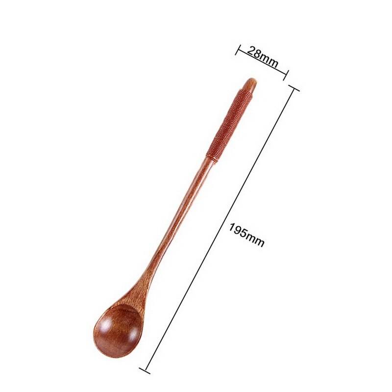 20 x 1.7cm långa handtag träskedar naturligt trä kaffe teskedar förlängning omrörningssked matlagning catering skopa kokverktyg - G318677