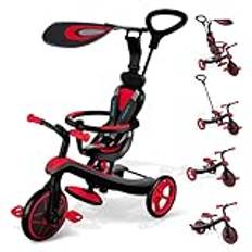 Globber Explorer Trike 4-i-1 trehjuling som kan byggas ut, för småbarn i åldern 10 m - 5 år, röd, 632-102