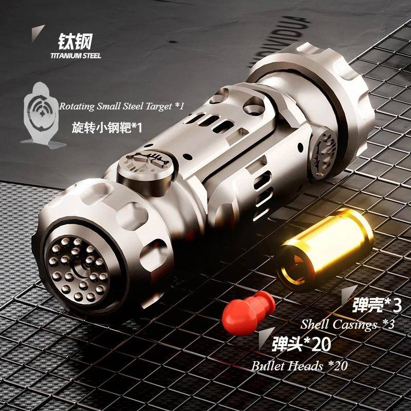 Stun Granat Fidget Spinner Miniatyrpistol Leksakspistol med Utkastbara Hylsor Stresslindring Fingerleksaker för Vuxna Barn Bästa Gåvor silver