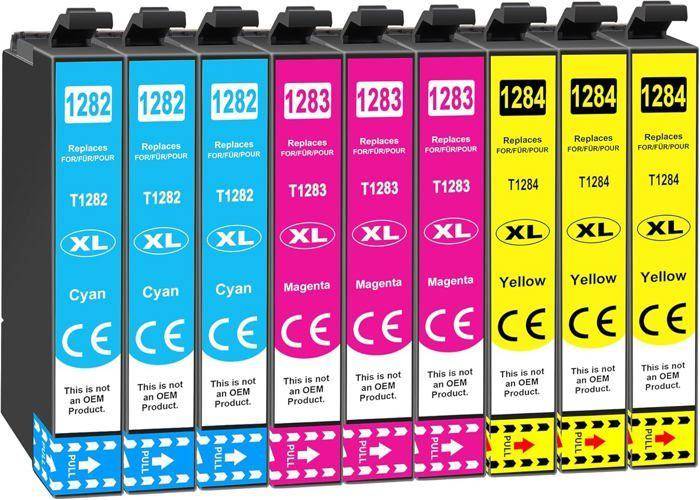 T1285 Cartouche D'Encre Compatible Pour Epson T1281 T1282 T1283 T1284 Avec Epson Stylus Sx125 Sx130 Sx230 Sx235W Sx420W Sx425W Sx4