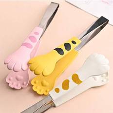 Japansk katt tassform Mattång Söt tecknad måltidstång Rostfritt stål Grilltång Smörgås Bakklämma Köksprylar Hushållsapparater Tillbehör Verktyg Julpry - Multifärgad (vit-s,gul-s,rosa-s,svart-s,vit-m,gul-m,rosa-m,Vit-L,Gul-L,Rosa-L,Rosa 3-delat set,Svart-L)