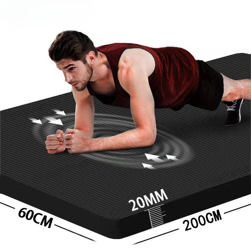 Längre Tjockare Halkfri Herrträningsmatta Hög Densitet Träningsyogamattor För Gym Hemmafitness Träning Gymnastik 185x60x1.5cm Black