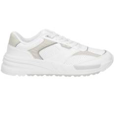 Emporio Armani EA7, Sko, Herre, Hvid, 43 1/3 EU, Polyester, Hvide Sneakers med Kontrastindsatser