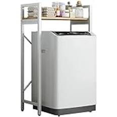 Tvättmaskin, förvaringsställ för tvättmaskin, multifunktionellt förvaringsställ för badrum, platsbesparande, med justerbara halkfria fötter, vit, stark bärförmåga, 1 hals