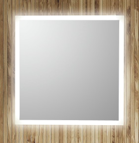Firkantet spejl med LED lys, front og back, lysstyring og anti-damp - 60 x 80 cm