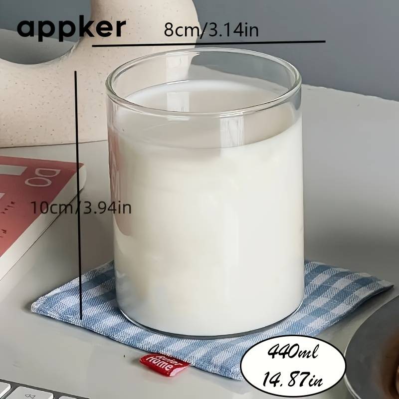 1pc Cup, 440ml/560ml Transparent Glass, Large Capacity Straight Glass, Juice Cup, Milk Cup, Coffee Cup, Breakfast Cup, Beverage Container For Restaurant , Suitable For Christmas And Halloween