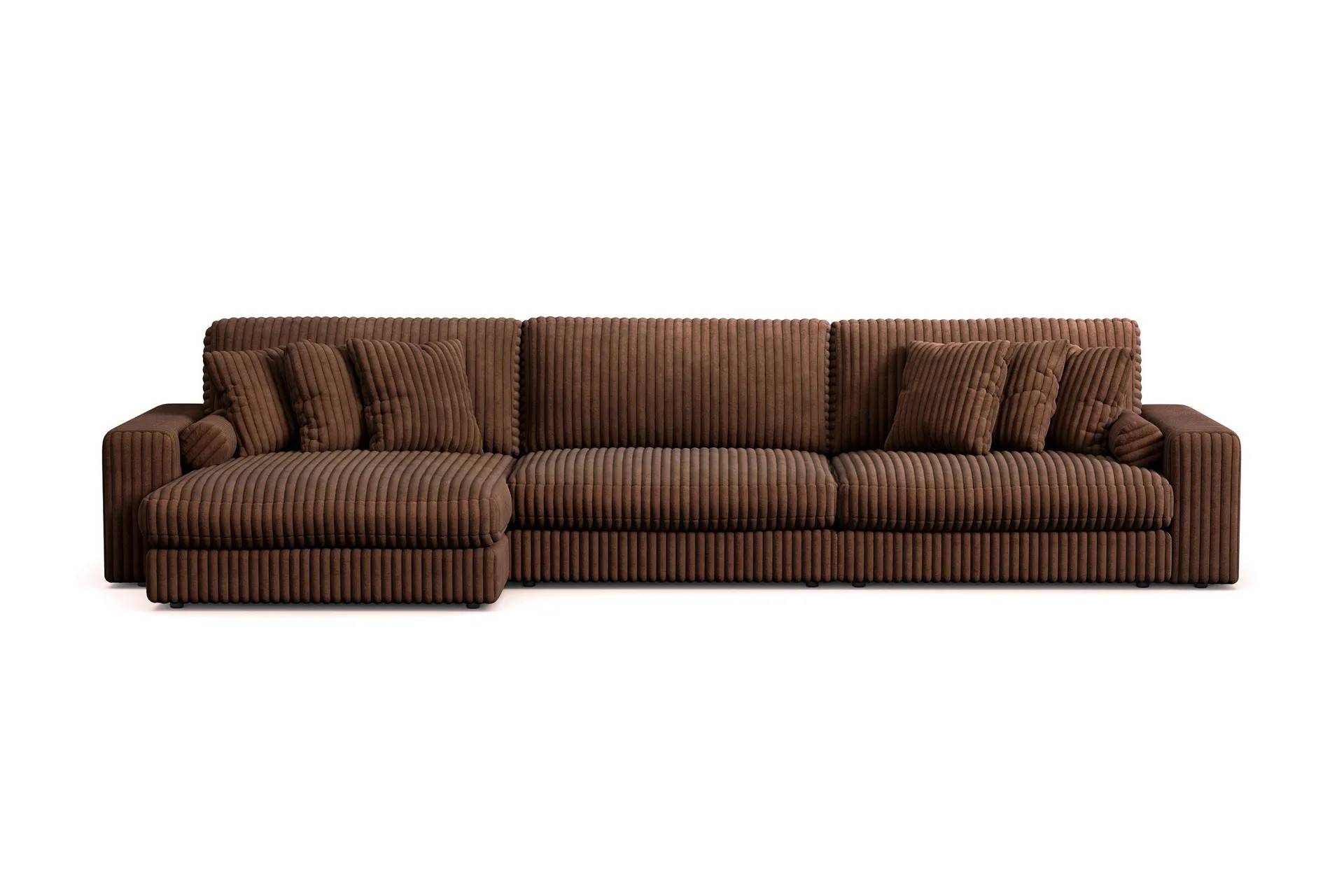 Adelsö by Gynning 6-sits Vändbar L-formad Djup Divansoffa i bred Manchester - Mörkbrun & schäslongsoffa Brun Andrarum