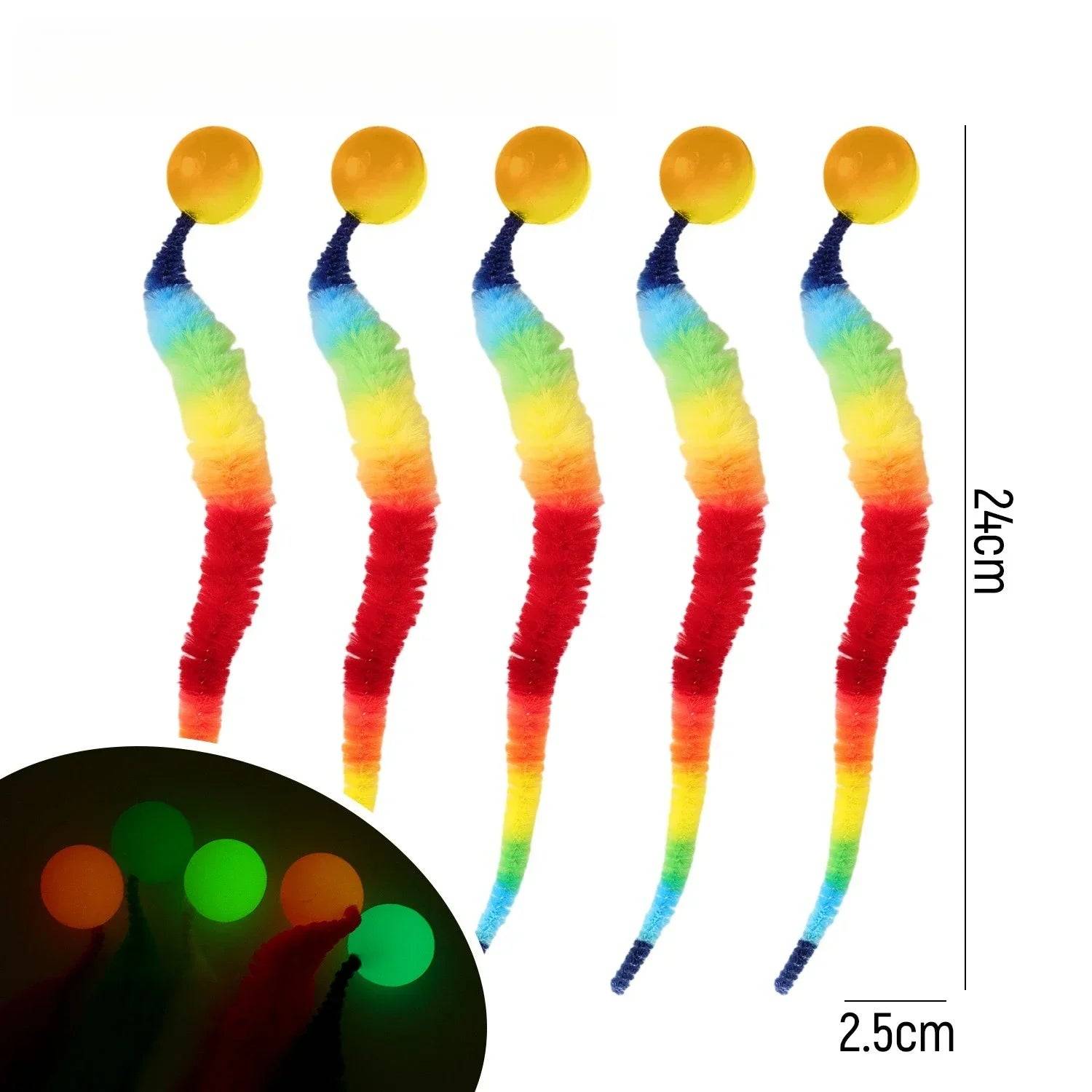 Interactive Glow & Bounce Cat Toy Set – Caterpillar, Balls & Teaser - D / 3PCS (3PCS)