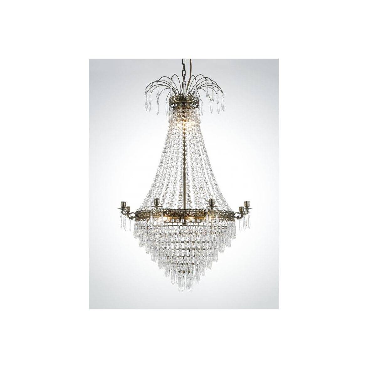 Norrsken Design Kristallkrona Empire Classic Ny 8-Arm Stor Antikmässing 66cm