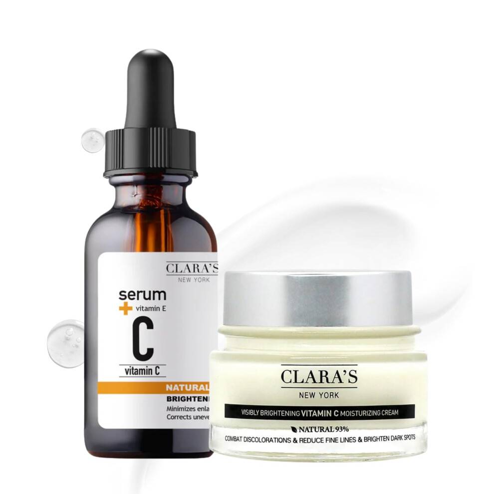 Claras New York Vitamin C Serum för Ansikte 1 fl oz Bundle med Vitamin C Fuktkräm 50 ml