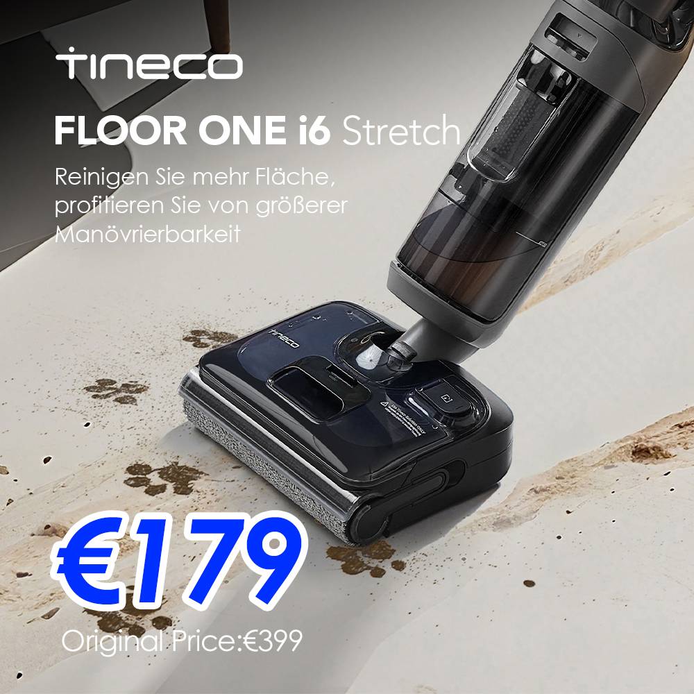 Tineco Floor ONE I6 Stretch Wet Dry vacuum cleaner 180 ° Lay Flat Wet vacuum cleaner 20kPa Suction 85  C Hot Air Drying 40 Min Lau