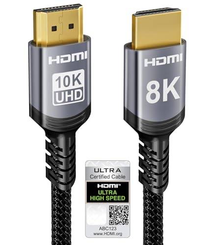 Sniokco 10K 8K 4K HDMI 2.1 Kabel 6.1M Certifierad 48Gbps Ultra Hög Hastighet HDMI® Kabel 0.01ms 4K 240Hz 165Hz 120Hz 8K 60Hz eARC Netflix HDCP 2.3 2.2 DTS:X HDR10+ TV Monitor Projektor Roku PS5 X-box