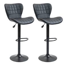 2-Pak Barstol Justerbar Højde Retro Design Sort