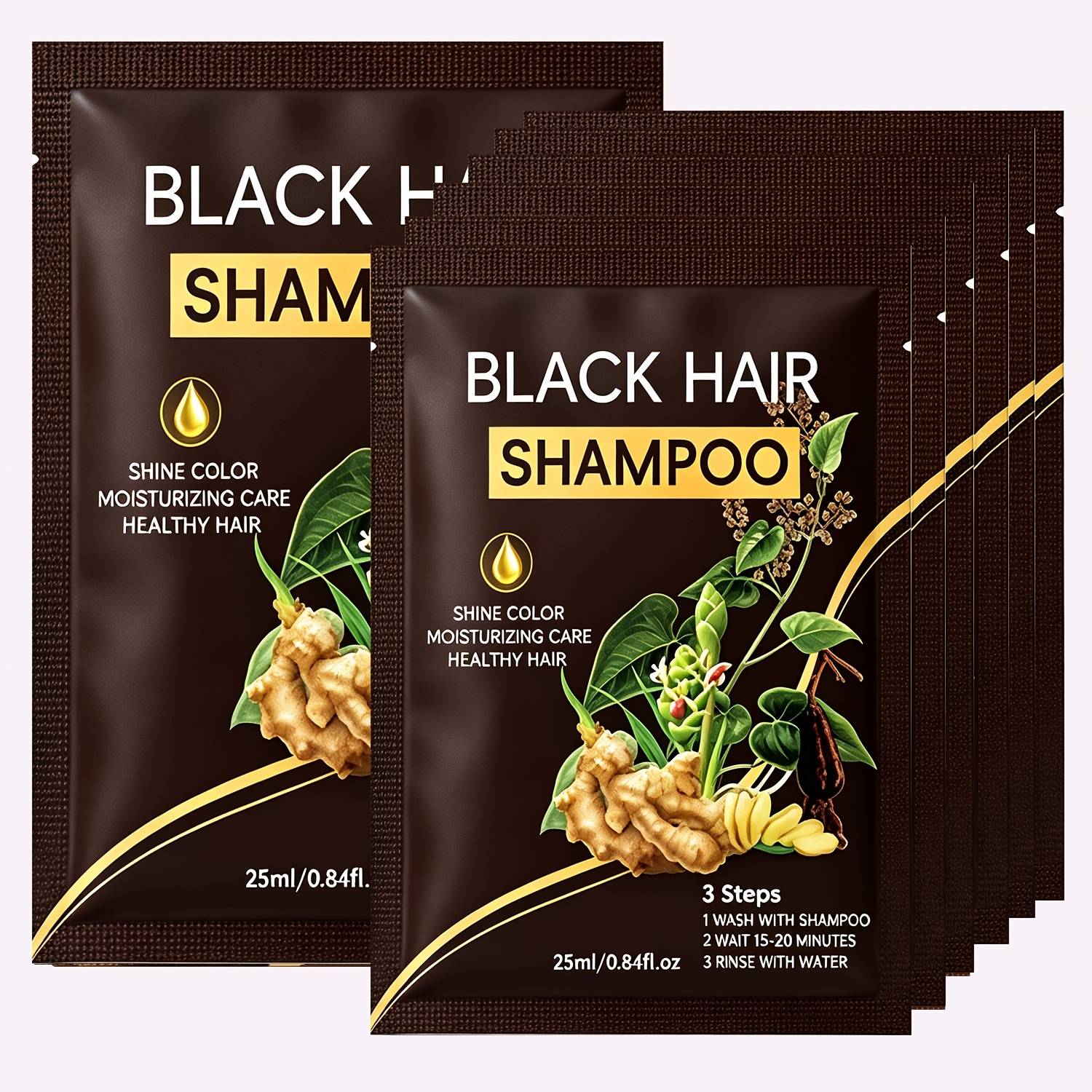 7pcs Unisex Hair Dye Shampoo, , Brown, Black, Suitable For Natural Hair, Instant Hair Coloring Effect, An For Women And Men, , Brown, Black