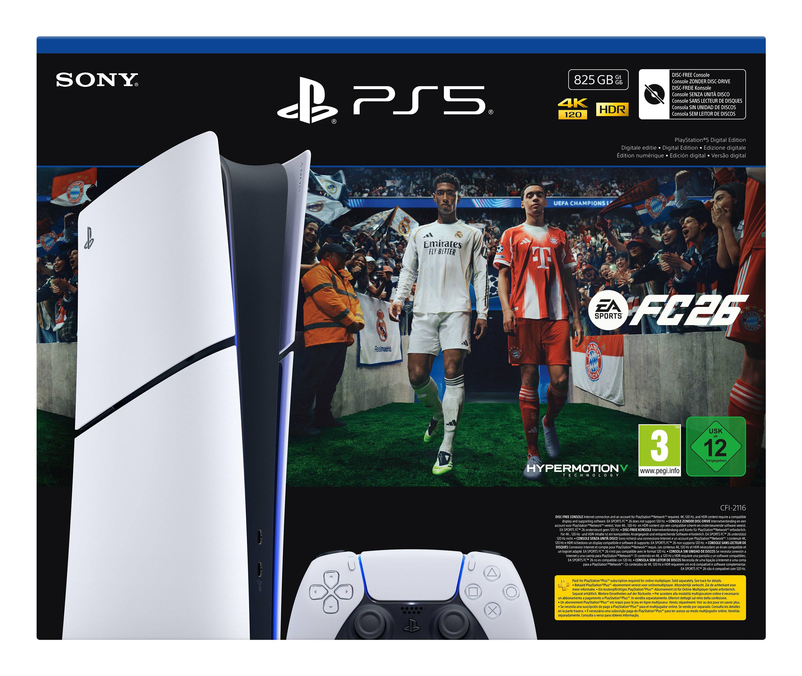 Sony PlayStation 5 Digital + EA Sports FC 26 Bundle 825 GB Wi-Fi Svart, Vit
