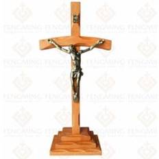 Klassiskt katolskt dop religiöst jesus kristus träbordskors med krucifix ,13.3 tums ortodox ikon heminredning