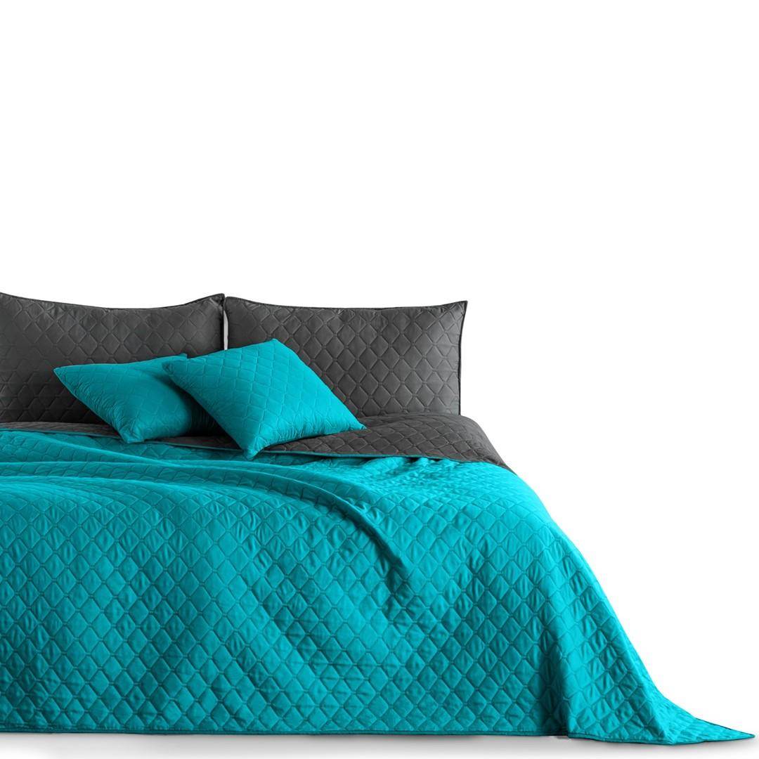 DecoKing AXEL sengetæppe - grafit/havgrøn mikrofiber 170×210 cm
