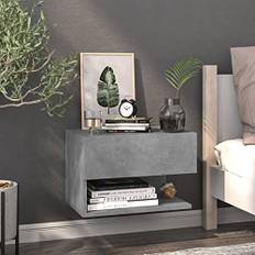 Gecheer Trä Cement Grå Väggbord Flera Lager, Väggmonterad Sängbord, Moderna Sängbord, Hängande Sängbord, Sovrum Sängbord, Sovrum Sängbord, Soffbord för Sovrum, Trä Sängbord