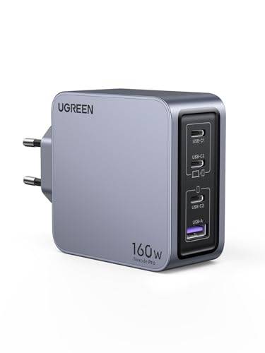 UGREEN Nexode Pro USB C-laddare 160W GaN-laddare Mini USB C-strömförsörjning 4-ports snabbladdare PD3.1 Kompatibel med MacBook, iPad, iPhone 15 Pro Max, Galaxy S23 Ultra, Dell XPS