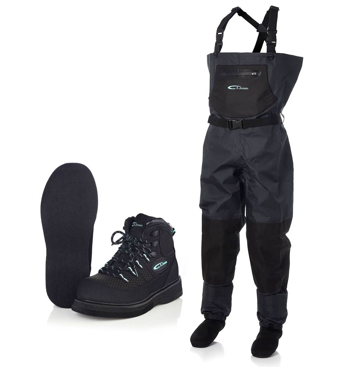 Atlas / Impala - Åndbar Waders med Vadestøvle - Filt sål.