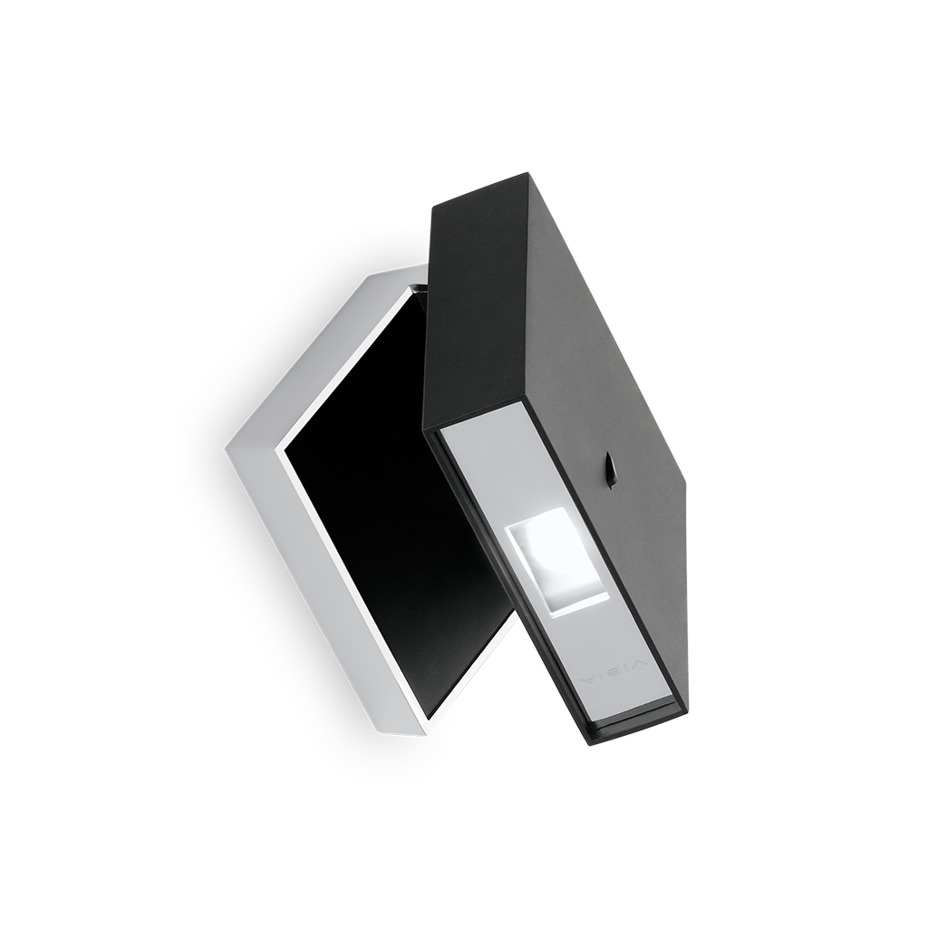 Alpha LED væglampe Vibia - Sort / krom kant / Uden afbryder