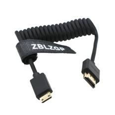 ZBLZGP 8K HDMI Type HDMI Braided Compatible with Canon and Blackmagic Pocket Cinema Cameras HDMI to Black Cable, A, 2.1, Coiled, Right/Left Angle,