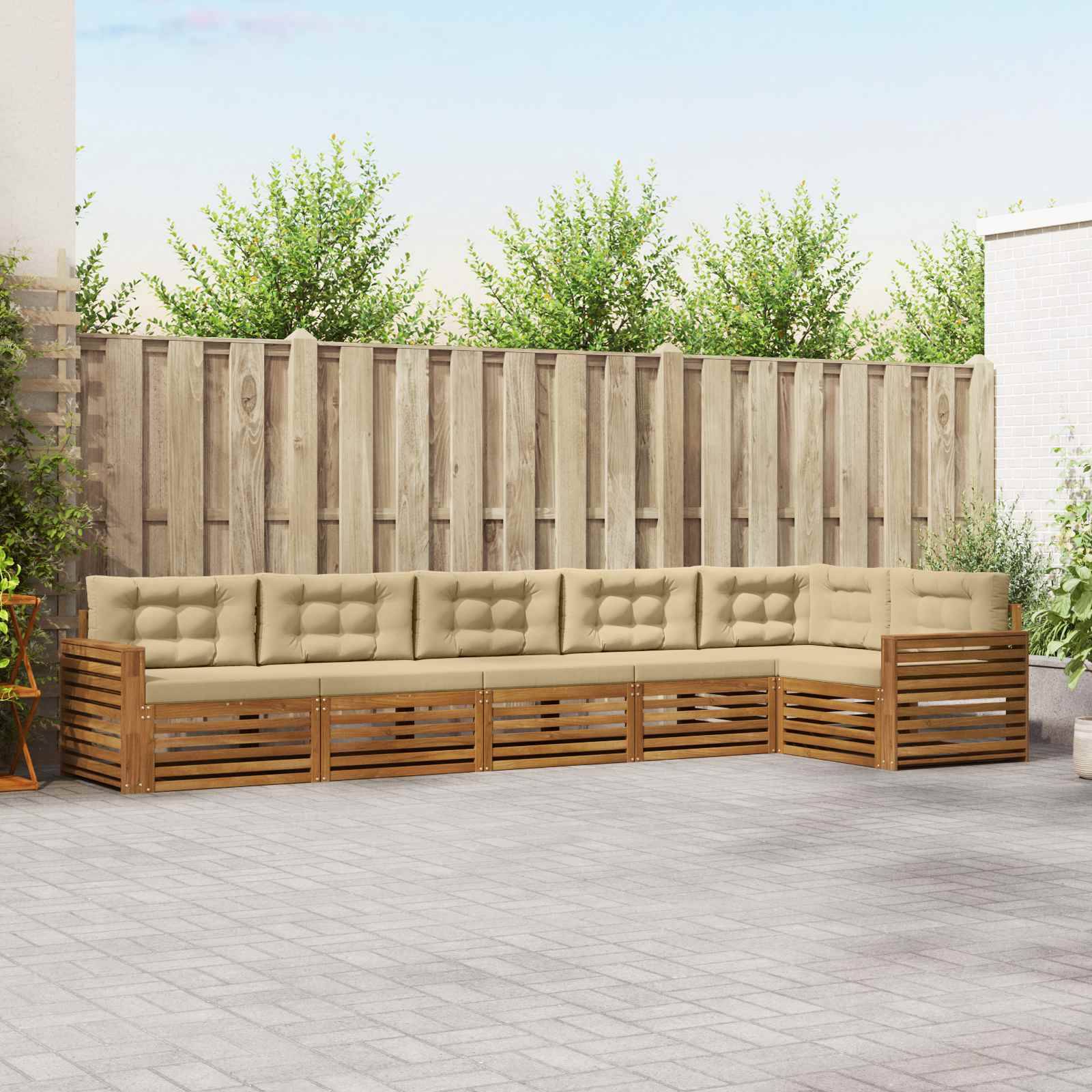 Udendørs sofagruppe 6 stk. Naturlig og Beige