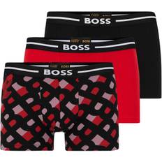 Boss Trunk 3 Pair Boxers In Red Black - LARGE / Red Black