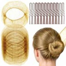 60st/set flickor 20 st hårnät för bullar osynliga och 40 st U-formade hårnålar set, 20 st 50 cm bullnät för balettflickor och 40 st hårbullar för flic - Multifärgad