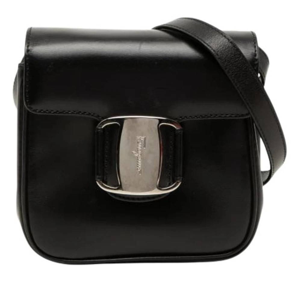 Salvatore Ferragamo Pre-owned Pre-owned Læder Skuldertaske - Vintage - Dame - Sort - ONE SIZE - Uld
