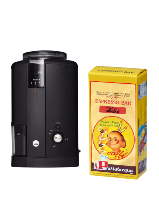 Wilfa kaffekvarn + Passalacqua Cremador kaffebönor