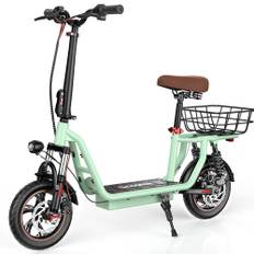 iScooter i12 Electric Scooter - 500W Motor, 35KM Range, Front & Rear Suspension, Seat Included for Comfortable Commuting