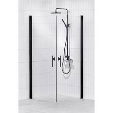 Duschväggar Alterna Lusso Svart Profil Klarglas Med Handtag 2 90x90 cm - Klarglas, Svart
