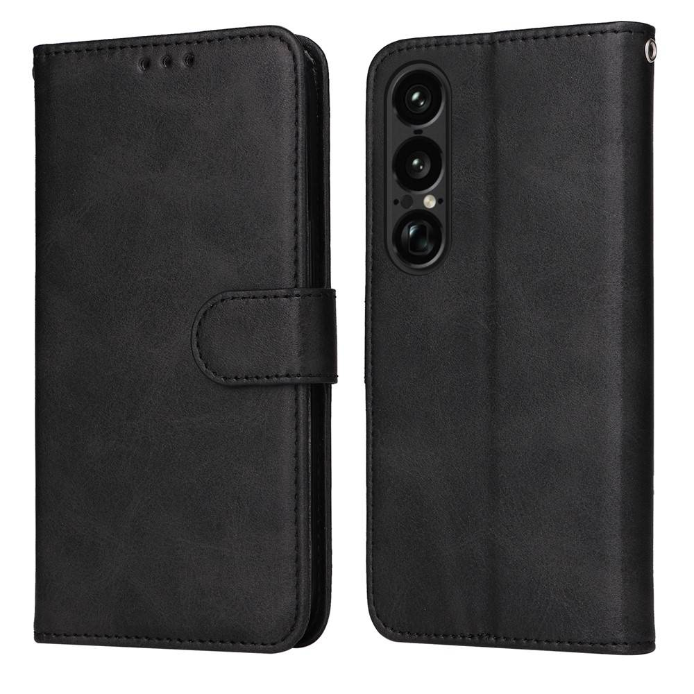 Sony Xperia 1 VII – Läderfodral / plånbok – Svart