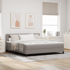 vidaXL Boxrundseng med madras Taupe 180x200 cm Stof