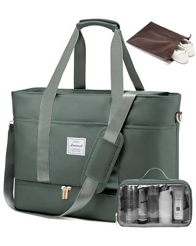LOVEVOOK Reisetasche Damen, Wasserdicht Weekender Travel Bag mit Schuhfach | Duffle Bag Kliniktasche Geburt Mommy Handgepäck Tasche Saunatasche Gym Sporttasche Schwimmtasche für Reise Ryanair