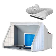 Wiltec Airbrush spraybås med 2 fläktar, LED, vridknapp, 9m³/min, utsug för färgånga och sprutdimma Spray Booth för modellbygge sprutbox bås