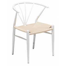 DELTA Spisebordsstol i metal og flet H78 cm - Hvid/Natur