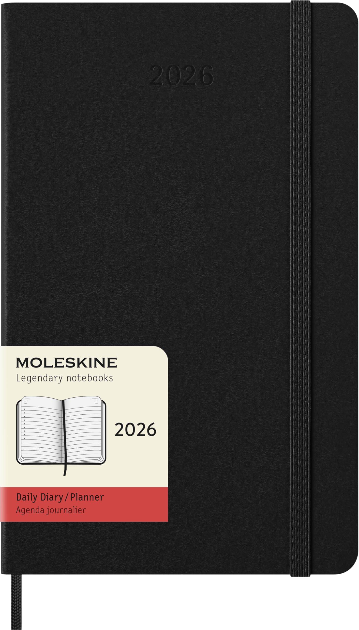 Moleskine 2026 January Daily Large Size x DHB12DC3Y26 Planner, Start, 12-Month Diary, (13cm 21cm), Hardcover, Black,