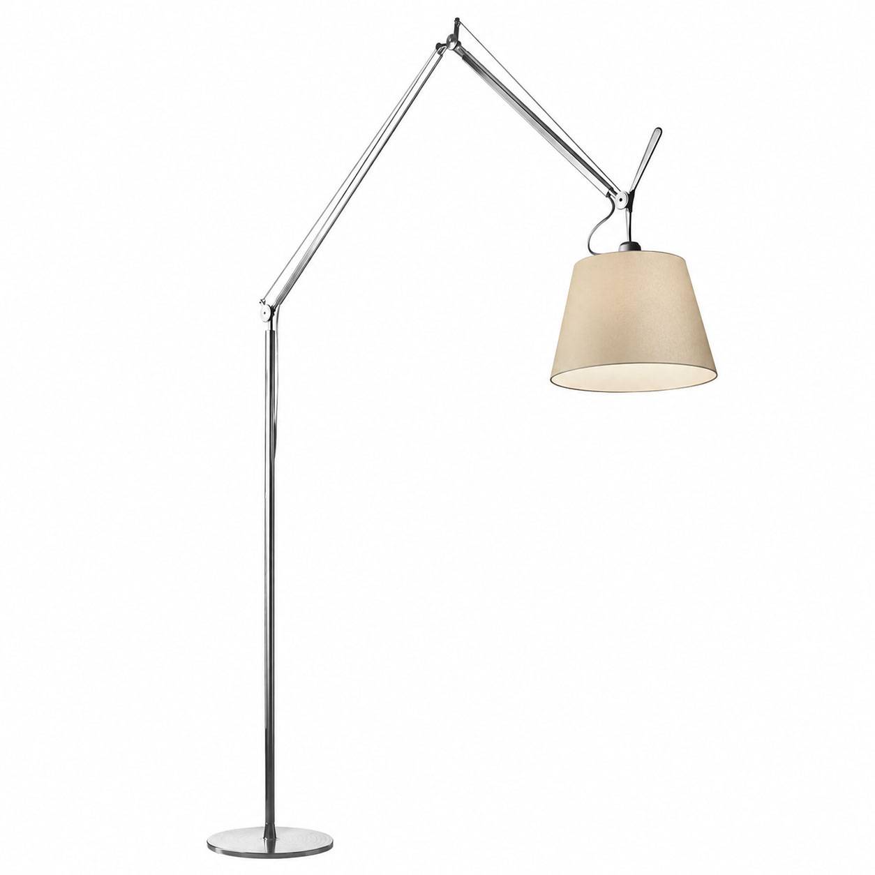 Artemide - Tolomeo Mega Golvlampa, Aluminium, Skärm i Pergamentpapper Ø 32 cm, Med dimmer - Standerlamper - Giancarlo Fassina,Michele De Lucchi - Sølv