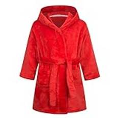 Baby pojke kläder 3-6 månader barn badrock huva flanell enfärgad hemmakläder barn nattlinne pyjamas baby saker kläder (röd, 3-4 år)