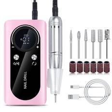 Genopladelig elektrisk neglefil til akryl gel negle manicure pedicure sæt negle saloner, Pink